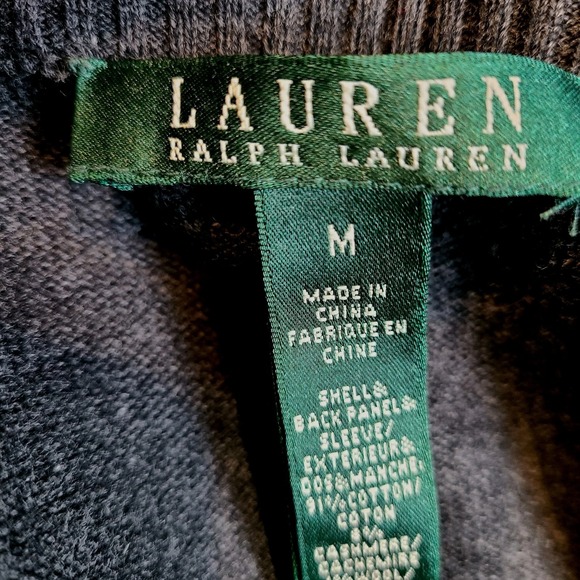 Lauren Ralph Lauren Cotton Cashmere Printed Bridle & Horsebit Cardigan Sz Medium - Picture 8 of 10